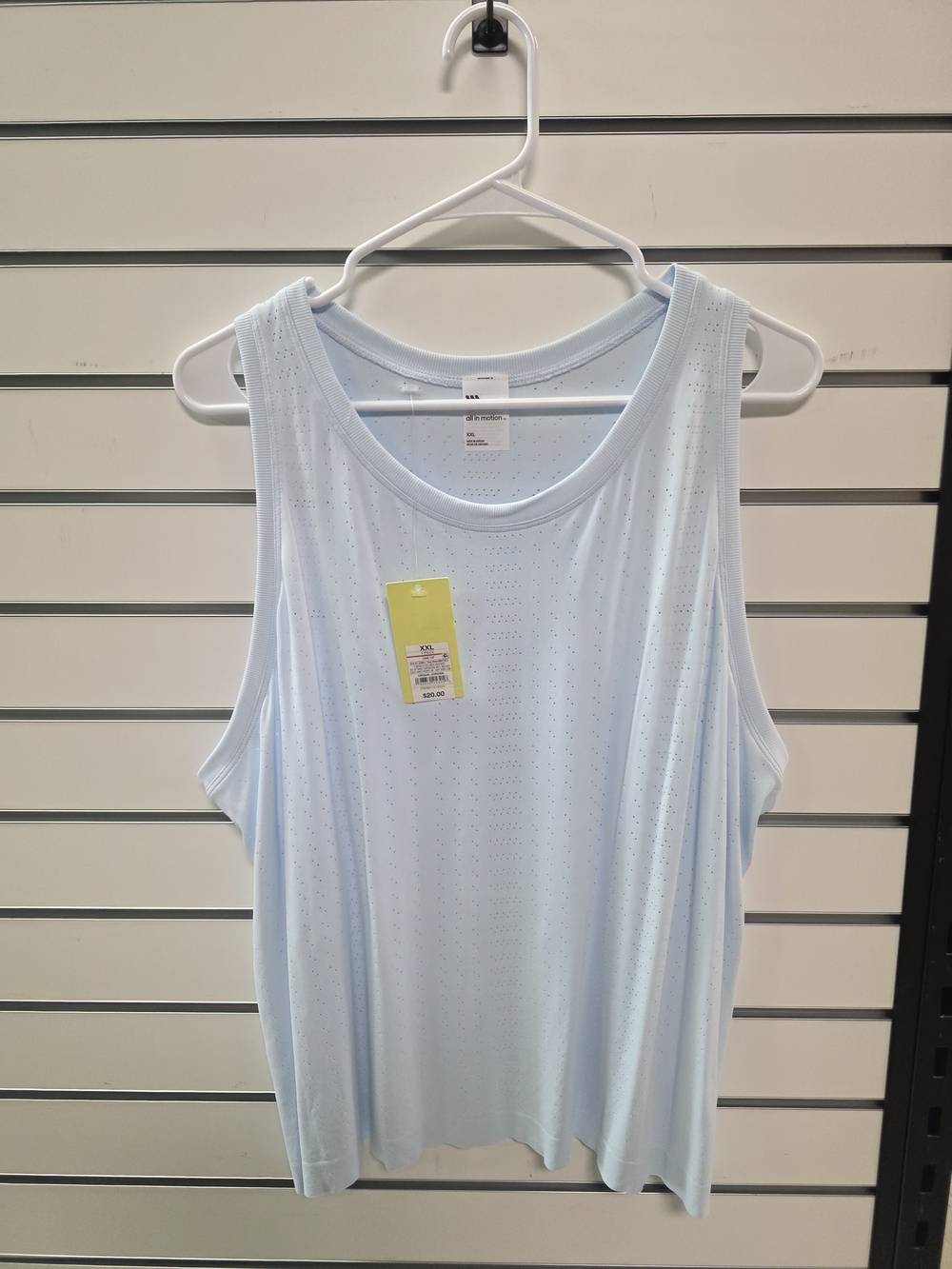 XXL Womans all in motion Light Blue Perforated Athletic Tank Top